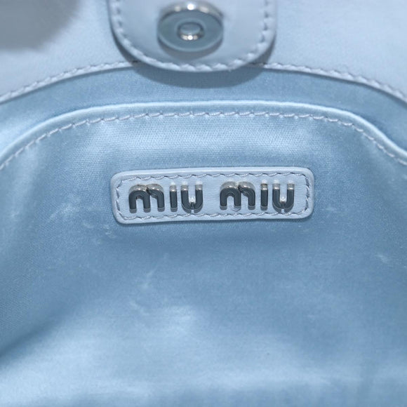 Miu Miu Nappa Crystal Hand Bag Leather 2way Light Blue Silver Auth 196642M