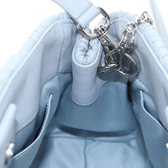 Miu Miu Nappa Crystal Hand Bag Leather 2way Light Blue Silver Auth 196642M