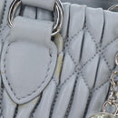 Miu Miu Nappa Crystal Hand Bag Leather 2way Light Blue Silver Auth 196642M-2