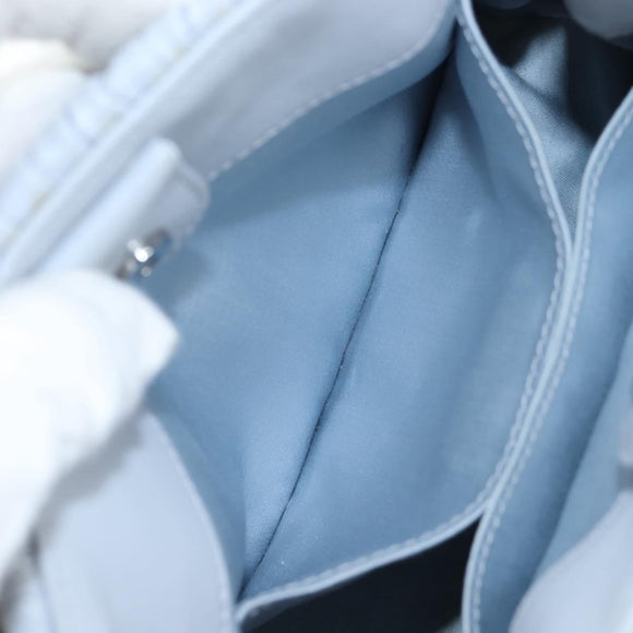 Miu Miu Nappa Crystal Hand Bag Leather 2way Light Blue Silver Auth 196642M
