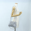 Miu Miu Nappa Crystal Hand Bag Leather 2way Light Blue Silver Auth 196642M-33