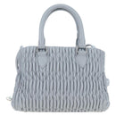 Miu Miu Nappa Crystal Hand Bag Leather 2way Light Blue Silver Auth 196642M-3