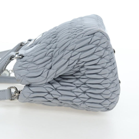 Miu Miu Nappa Crystal Hand Bag Leather 2way Light Blue Silver Auth 196642M