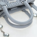 Miu Miu Nappa Crystal Hand Bag Leather 2way Light Blue Silver Auth 196642M-15