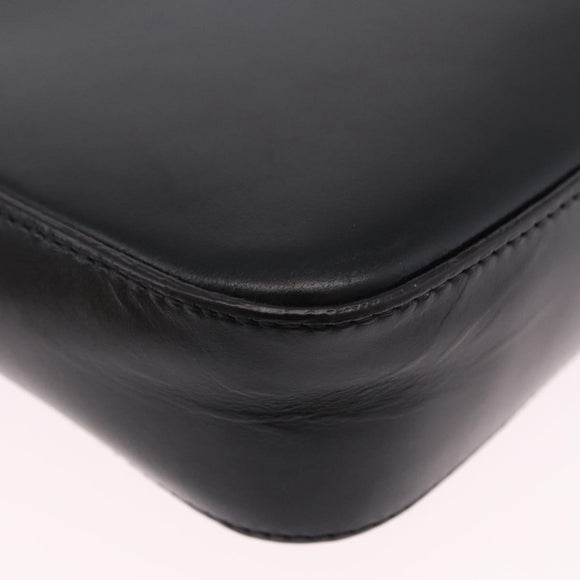 CARTIER C de Cartier Shoulder Bag Leather Black Gold Auth 196644V