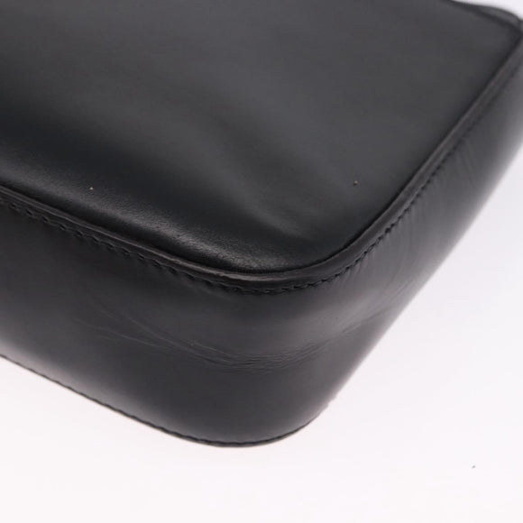 CARTIER C de Cartier Shoulder Bag Leather Black Gold Auth 196644V