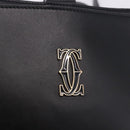 CARTIER C de Cartier Shoulder Bag Leather Black Gold Auth 196644V-17