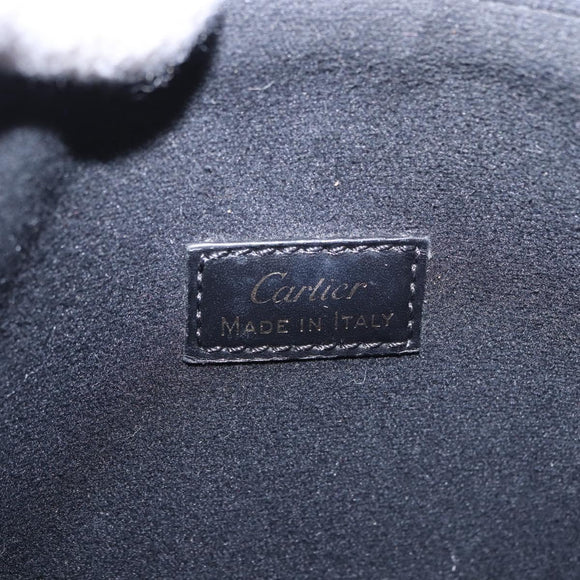 CARTIER C de Cartier Shoulder Bag Leather Black Gold Auth 196644V