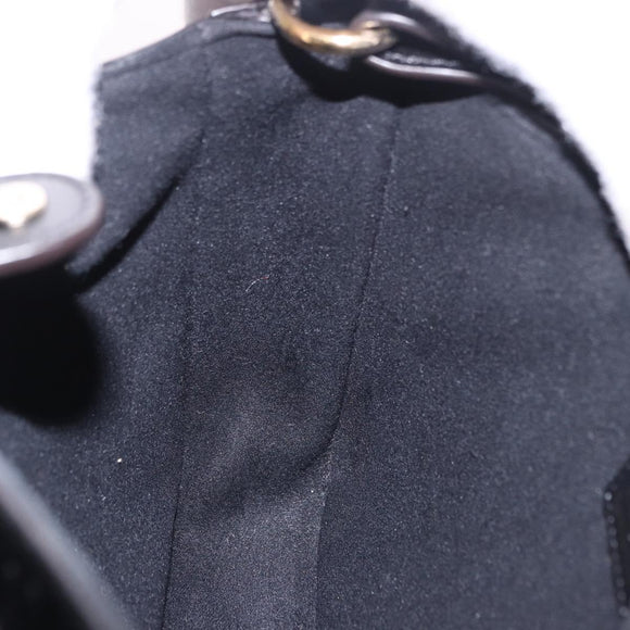 CARTIER C de Cartier Shoulder Bag Leather Black Gold Auth 196644V