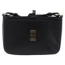 CARTIER C de Cartier Shoulder Bag Leather Black Gold Auth 196644V-13