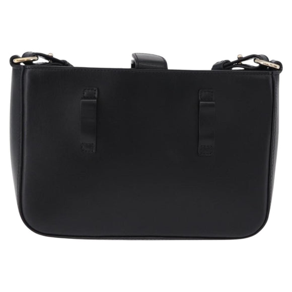 CARTIER C de Cartier Shoulder Bag Leather Black Gold Auth 196644V