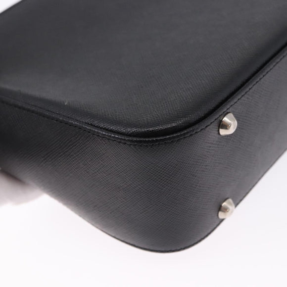 BURBERRY Shoulder Bag Leather Black Silver Auth 196645A