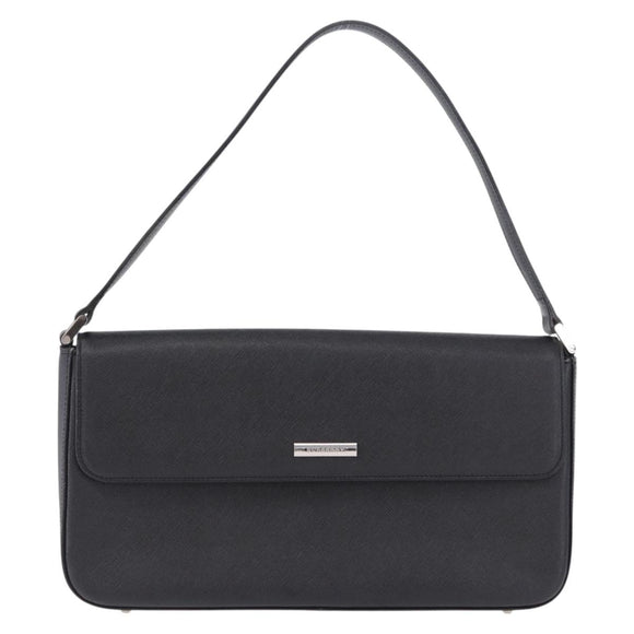 BURBERRY Shoulder Bag Leather Black Silver Auth 196645A