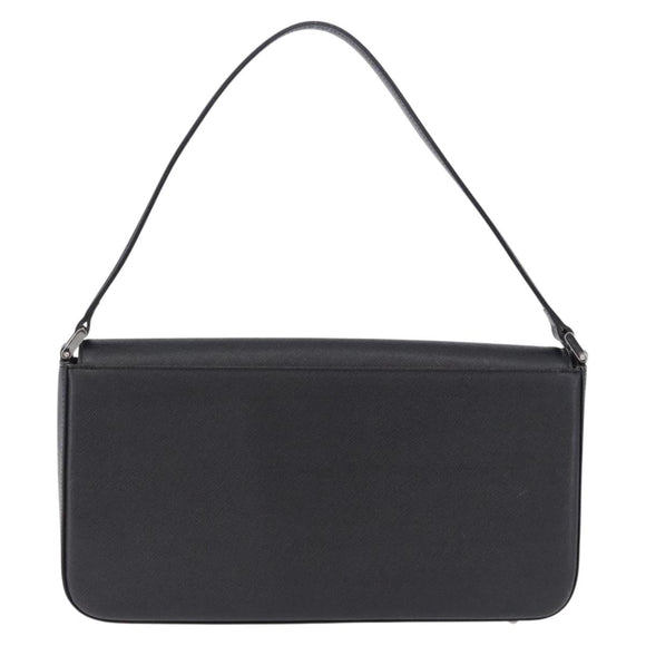 BURBERRY Shoulder Bag Leather Black Silver Auth 196645A