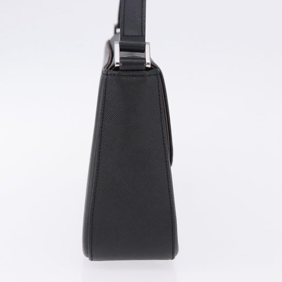 BURBERRY Shoulder Bag Leather Black Silver Auth 196645A