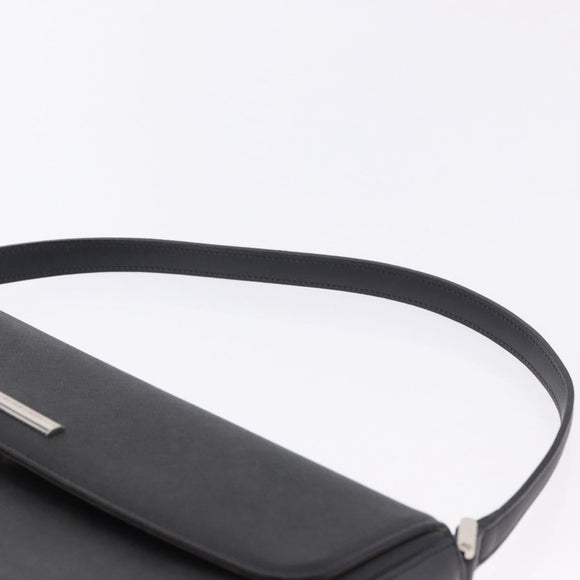 BURBERRY Shoulder Bag Leather Black Silver Auth 196645A