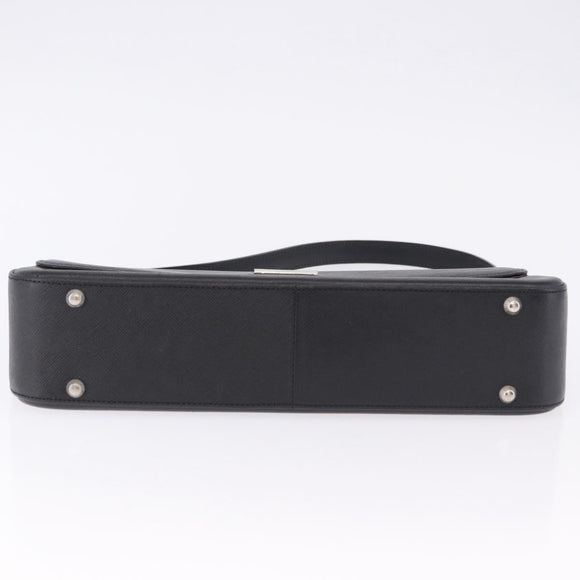 BURBERRY Shoulder Bag Leather Black Silver Auth 196645A