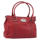 Christian Dior Hand Bag Leather Red Silver Auth 196646A-1