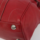 Christian Dior Hand Bag Leather Red Silver Auth 196646A-10