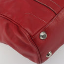 Christian Dior Hand Bag Leather Red Silver Auth 196646A-11