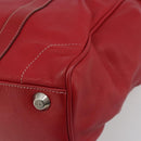 Christian Dior Hand Bag Leather Red Silver Auth 196646A-12