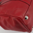 Christian Dior Hand Bag Leather Red Silver Auth 196646A-13