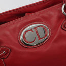 Christian Dior Hand Bag Leather Red Silver Auth 196646A-14