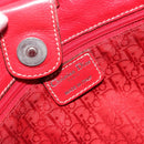 Christian Dior Hand Bag Leather Red Silver Auth 196646A-16