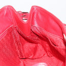 Christian Dior Hand Bag Leather Red Silver Auth 196646A-18