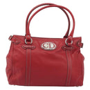 Christian Dior Hand Bag Leather Red Silver Auth 196646A-2