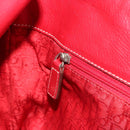 Christian Dior Hand Bag Leather Red Silver Auth 196646A-20