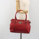 Christian Dior Hand Bag Leather Red Silver Auth 196646A-23