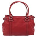 Christian Dior Hand Bag Leather Red Silver Auth 196646A-3