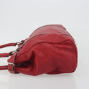 Christian Dior Hand Bag Leather Red Silver Auth 196646A-5