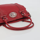 Christian Dior Hand Bag Leather Red Silver Auth 196646A-7