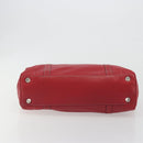 Christian Dior Hand Bag Leather Red Silver Auth 196646A-9