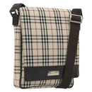 BURBERRY Nova Check Shoulder Bag Canvas Beige Silver Auth 196647A-1