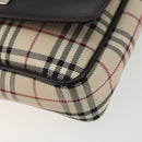 BURBERRY Nova Check Shoulder Bag Canvas Beige Silver Auth 196647A-10