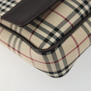 BURBERRY Nova Check Shoulder Bag Canvas Beige Silver Auth 196647A-11