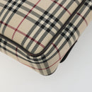 BURBERRY Nova Check Shoulder Bag Canvas Beige Silver Auth 196647A-12