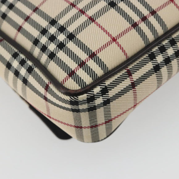 BURBERRY Nova Check Shoulder Bag Canvas Beige Silver Auth 196647A