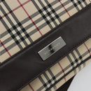 BURBERRY Nova Check Shoulder Bag Canvas Beige Silver Auth 196647A-14