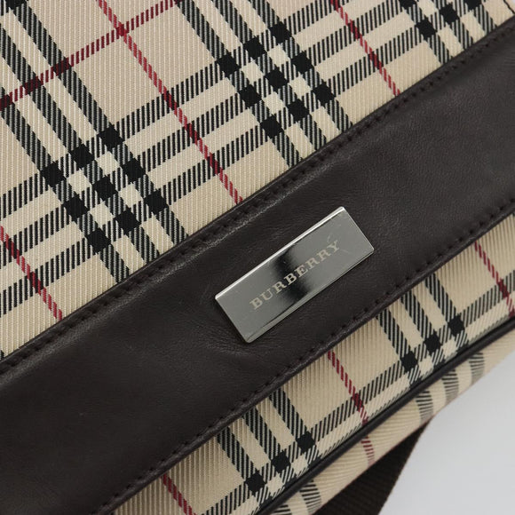 BURBERRY Nova Check Shoulder Bag Canvas Beige Silver Auth 196647A