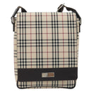 BURBERRY Nova Check Shoulder Bag Canvas Beige Silver Auth 196647A-2