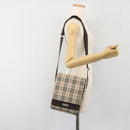 BURBERRY Nova Check Shoulder Bag Canvas Beige Silver Auth 196647A-23