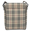 BURBERRY Nova Check Shoulder Bag Canvas Beige Silver Auth 196647A-3