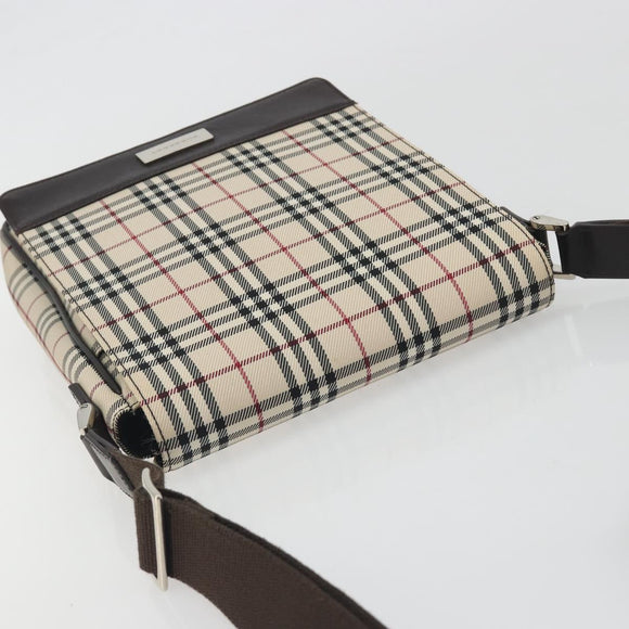 BURBERRY Nova Check Shoulder Bag Canvas Beige Silver Auth 196647A