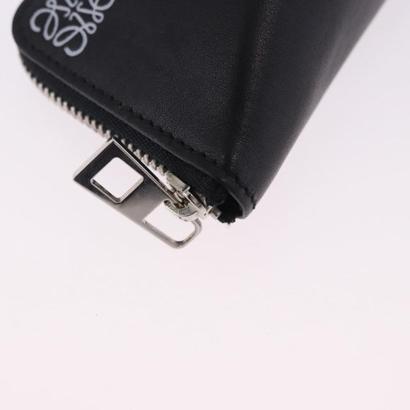LOEWE Anagram Coin Purse Leather Black Silver Auth 196648M