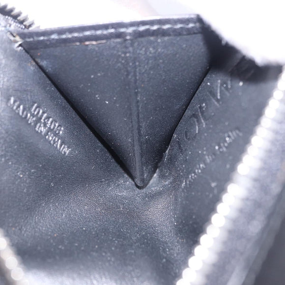 LOEWE Anagram Coin Purse Leather Black Silver Auth 196648M