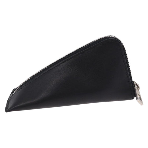 LOEWE Anagram Coin Purse Leather Black Silver Auth 196648M